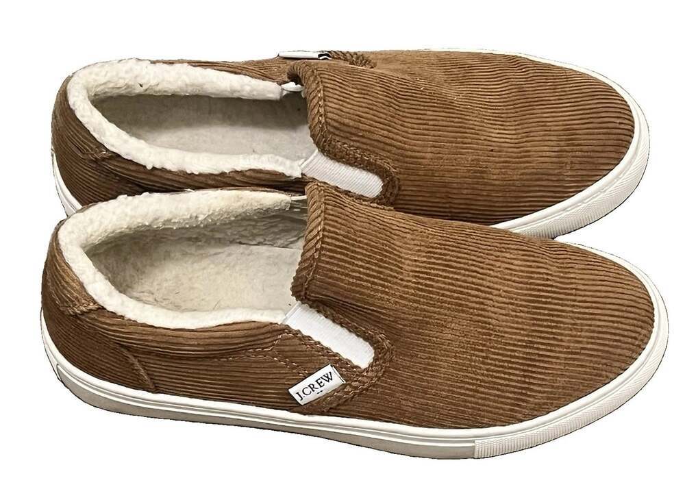 J.Crew Corduroy Faux Sherpa Lined Slip On Loafers Brown Women’s Size 7 - Picture 7 of 8
